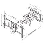 Support Double Bras -Longue portée 910 mm -Ecrans 50 à 90" -max 60 kg