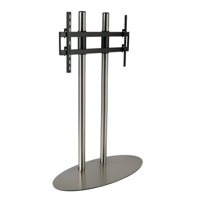 Pied de sol oval, inox, larg 98, deux colonnes de 1.2m, vesa 600x400