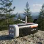 Radio d'urgence; Manivelle/panneau solaire; Bluetooth USB-A 5V-2A