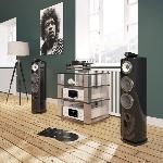 Meuble Hifi High-end 68x80x55cm 4 étagères, colonnes - VERRE CLAIR