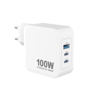 Chargeur Mural  2xUSBC 1xUSBA PD100W, Blanc
