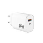 Chargeur Mural USB-A+USB-C PD65W, Blanc-PRO