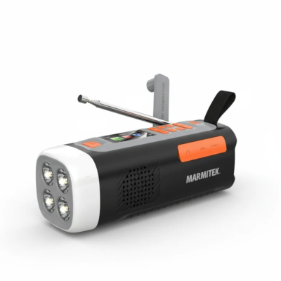 Radio d'urgence; Manivelle/panneau solaire; Bluetooth USB-A 5V-2A