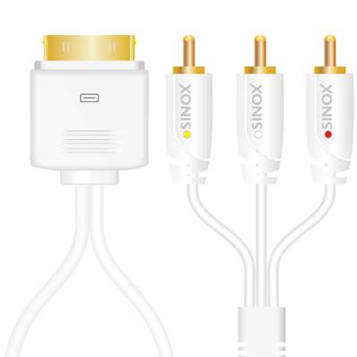 Liquidation Câble Apple 30 pin M - 3 RCA M 1.00m - Blanc