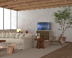 Meuble TV M AV Slimline 55" - Noyer /Blanc