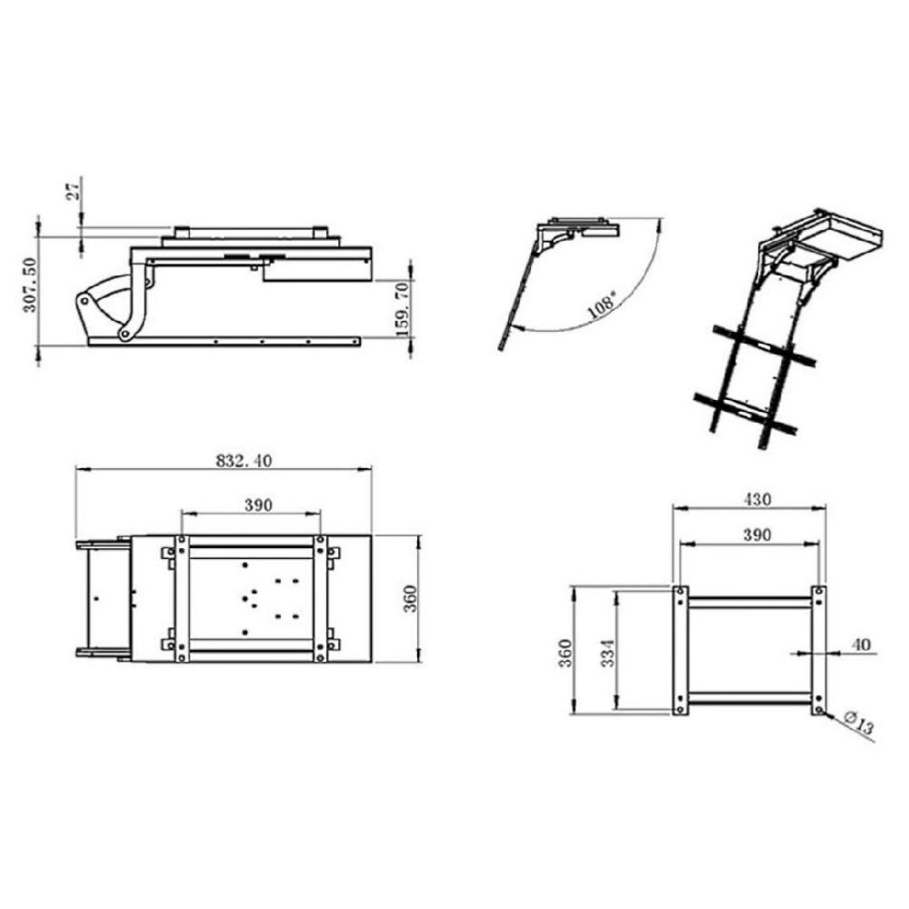 Support TV Plafond motorisé 32-70 Pouces et VESA 200x100 à