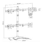 Pied de table pour 4 écrans -Vesa max 100x100, 15-29", Poids max 8 kg