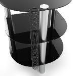 Meuble 59 cm avec 3 niveaux - Colonnes alu et verre noir
