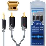 SXA3402 - Pack 10 pièces -10 % | Câble Audio 3.5 mm M - 2 RCA M - 2m