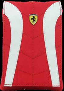 Liquidation  Etui rabat velcro rouge/blanc Ferrari 125*80mm