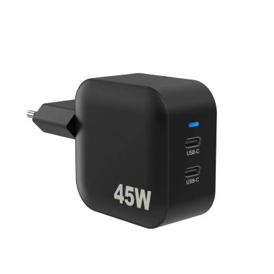 Chargeur Mural 2 x USB-C PD PPS-GAN, 45W  Noir