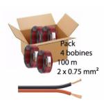 Pack de 4 bobines de 100m 2x 0.75 CCA R/N