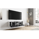 Meuble AV Laque blanche Tissu Acoustique  L :1248 mm Prof : 265 mm