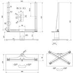 Pied de table, base en verre noir, vesa 400x400