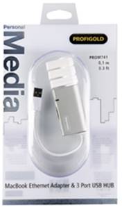 PROM741 MAC USB HUB + NETWORK PORT USB AM -RJ45 F+3xUSB AF 0.20m