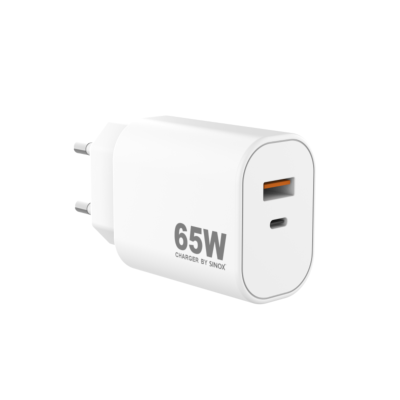 Chargeur Mural USB-A+USB-C PD65W, Blanc-PRO