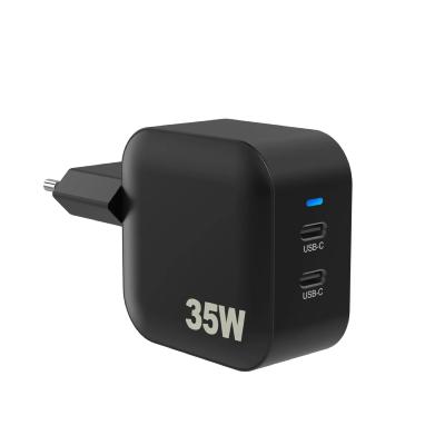 Chargeur Mural 2 x USB-C PD PPS-GAN, 35W Noir