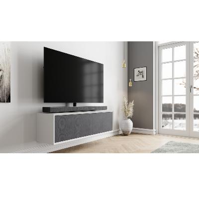 Meuble AV Laque blanche Tissu Acoustique  L :1248 mm Prof : 375mm