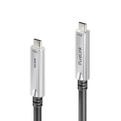 Câble USB 3.2 Gen2x1 USB-C AOC à fibre optique | noir,10,00 m