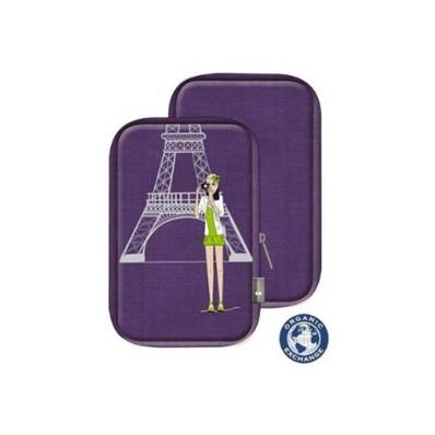 Liquidation  Etui APN Zazazou violet en coton BIO, dragonne amovible