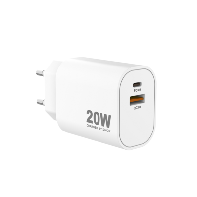 Chargeur Mural USB-A+USB-C 20W, Blanc PRO