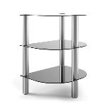 Meuble 59 cm avec 3 niveaux - Colonnes alu et verre noir