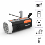 Radio d'urgence; Manivelle/panneau solaire; Bluetooth USB-A 5V-2A