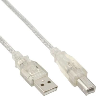 Câble USB 2.0, A à B, transparent, contacs dorés, 10m