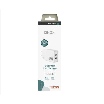 Chargeur Mural  2xUSB-A 12W, Blanc