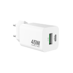 Chargeur Mural USB-A+USB-C PD45W, Blanc-PRO