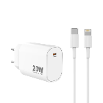Chargeur Mural USB-C PD3 20W -câble C- Lightning