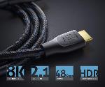Câble HDMI - 2.1 8K60 Hz UHD HDR - Noir - 2.00m - Gaine tissu - bag 