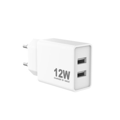 Chargeur Mural 2xUSB-A 12W, Blanc