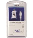 Liquidation Chargeur Auto USB 2.1 A + câble micro USB- Blanc