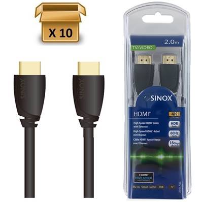 SXV1262 - Pack de 10 pièces -10 % | HDMI - 2.0 4K60 Hz - Noir - 2.00m