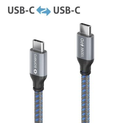 Câble de charge USB-C/USB-C-USB2.0-100W PD gris/bleu 1.50m